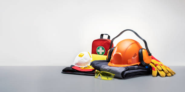 istock Safety equipment or personal protective equiptments. Banner with place for text. 1684195143