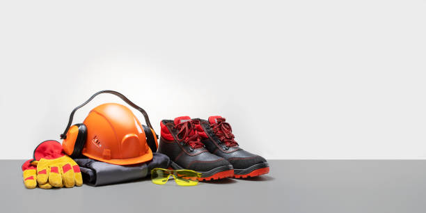 istock Work safety protection equipment. Banner with place for text. 1684195669