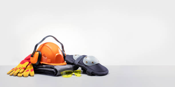 istock Work safety protection equipment with copy space. Panoramic banner. 1684195677
