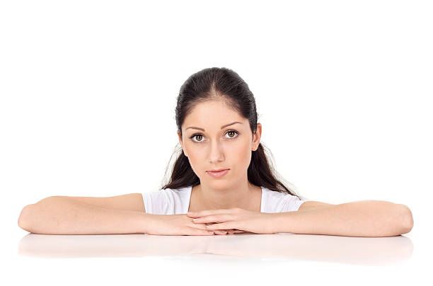 istock Young beautiful lady with big eyes sensitive looking at camera 168419973