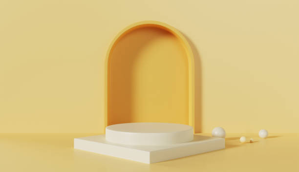 istock Modern Minimalist Podium with Yellow Background 1684229099