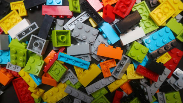 istock Plastic toy block on a black background 1684237044