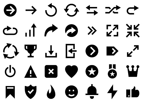 Minimal icon set of user interface elements. Perfect for use on web, mobile app, presentations and any graphic design work.