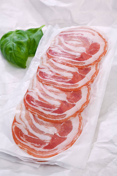 pancetta bacon - pancetta imagens e fotografias de stock