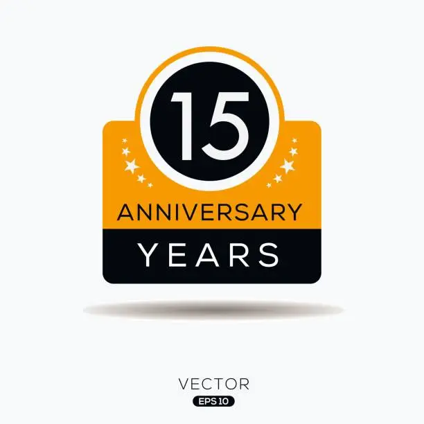 Vector illustration of 15 years anniversary celebration.