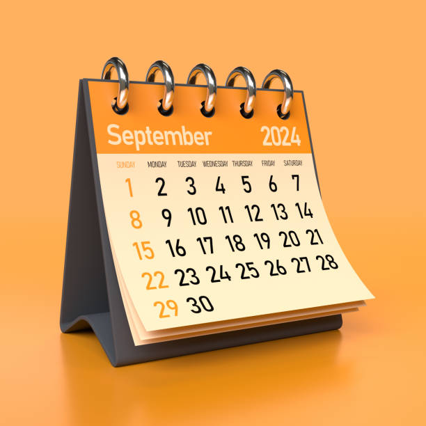 istock September 2024 Calendar. Isolated on Orange Background. 3D Illustration 1684353388