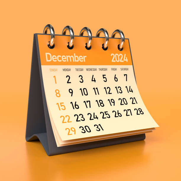istock December 2024 Calendar. Isolated on Orange Background. 3D Illustration 1684353406