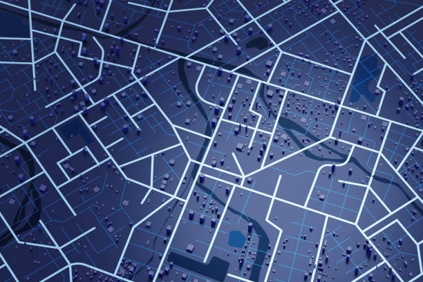 istock 3D rendering city map illustration of a city map created using 3D modeling. Top view of Urban map with main road and sub road detailed representation of a city 1684354494