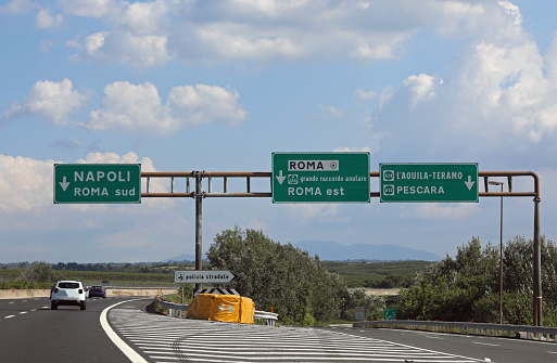 crossroads of the central Italy highway left goes to Naples