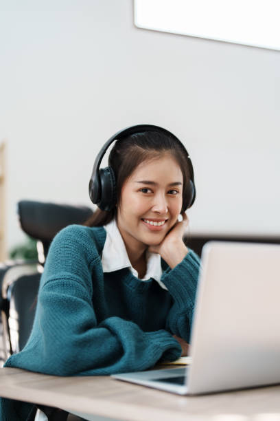 istock Studying online, beautiful Asian female student or student studying online at home 1684378867