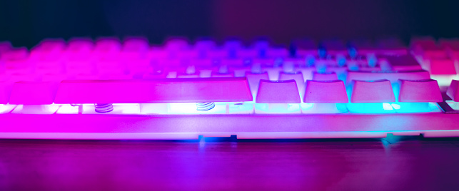 Computer keyboard with bright colors from LED lights is beautiful.