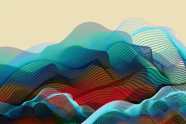 Vector illustration of Abstract Vector Landscape Background. Cyberspace Grid.