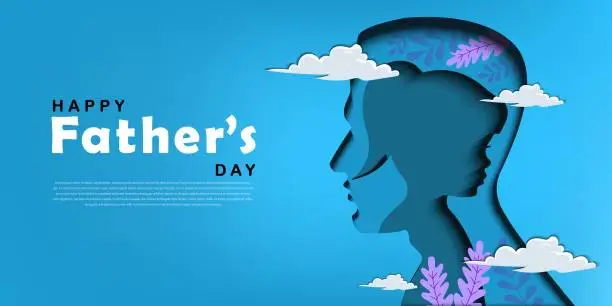 Vector illustration of happy fathers day paper cut out illustration