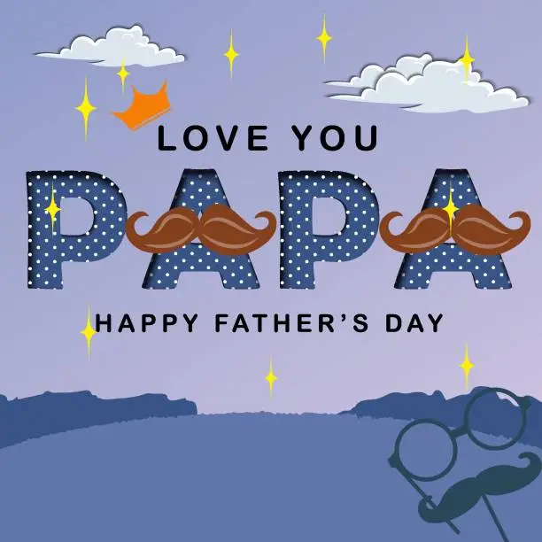 Vector illustration of happy fathers day paper cut out illustration