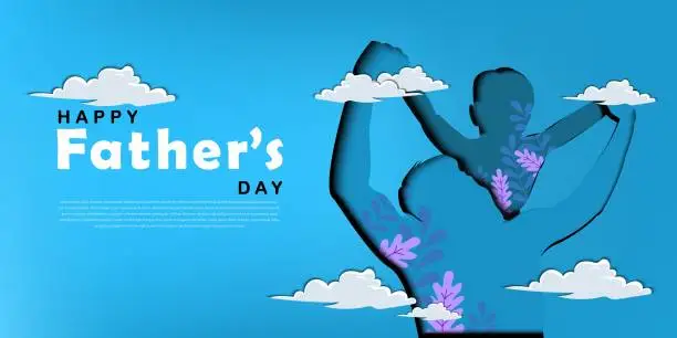 Vector illustration of happy fathers day paper cut out illustration