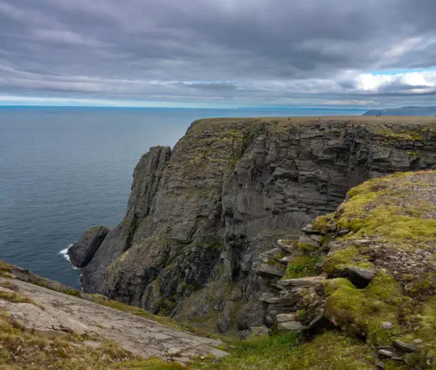 Photo of Nordkapp (North Cape), Troms of Finnmark, Norway. commonly referred to as the northernmost point of Europe