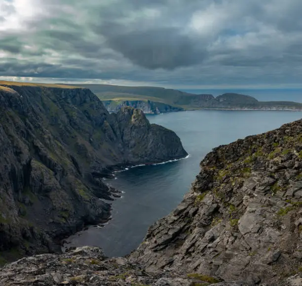 Photo of Nordkapp (North Cape), Troms of Finnmark, Norway. commonly referred to as the northernmost point of Europe