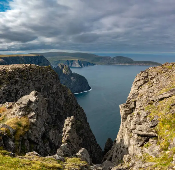 Photo of Nordkapp (North Cape), Troms of Finnmark, Norway. commonly referred to as the northernmost point of Europe