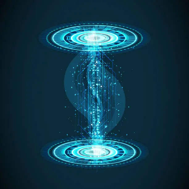 Vector illustration of A magical blue portal on an isolated background.