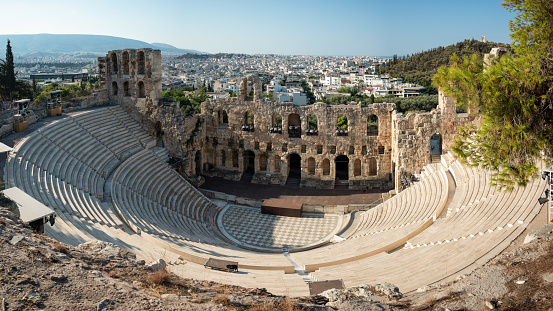 Odeon of Herodes Atticus stone Roman theatre on the slope of the Acropolis of Athens Greece