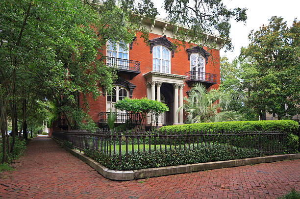Casa histórica: Savannah, Georgia - foto de acervo
