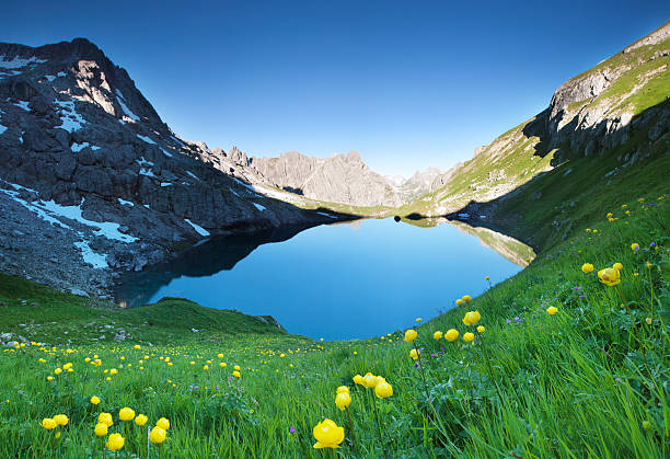 lac alpin gufelsee en tyrol – autriche - hoirzontal photos et images de collection