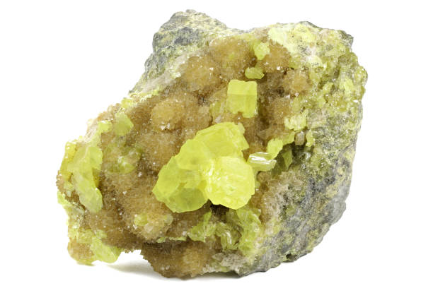 native sulfur on barite from Tarnobrzeg, Poland