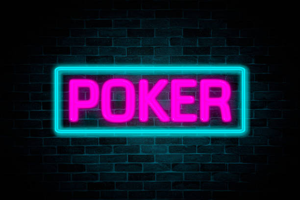 istock Poker neon banner on brick wall background. 1684528285