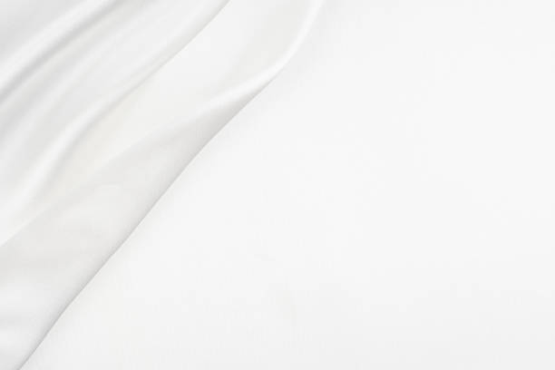 istock Closeup the rippled white satin fabric lines 1684531579
