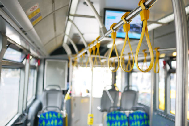 istock A row of yellow handle on a bus 1684536606