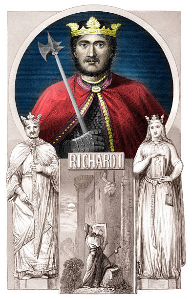 king richard von löwenherz - crown king illustration and painting engraving stock-grafiken, -clipart, -cartoons und -symbole