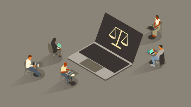 Legal on laptop vector art illustration