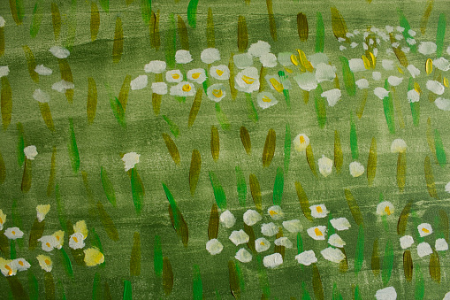 Detail of the Painting Meadow 5, artist Simonida Djordjevic, 04.13.2021 in Belgrade.