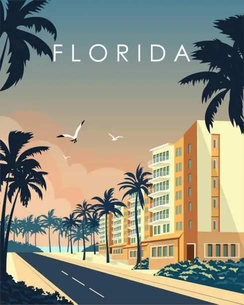 Vector illustration of Florida travel poster