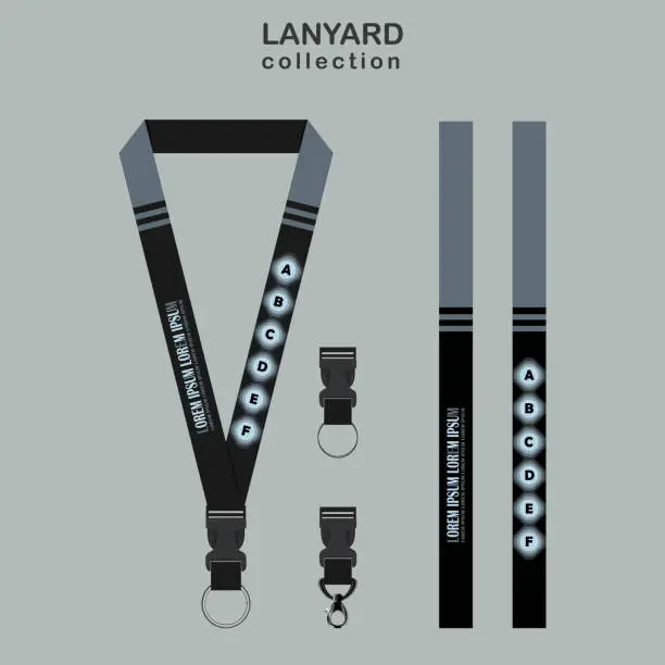 Vector illustration of Gray Lanyard Template Set for All Company