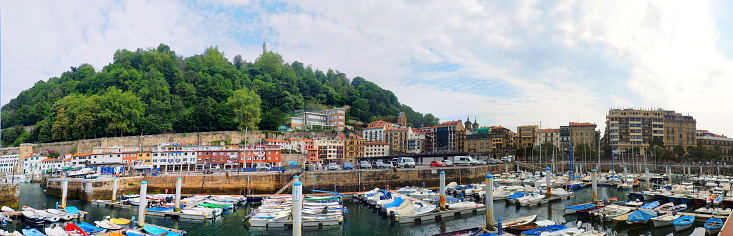 Superb panoramic view of the marina in the city of San Sebastian (Spain), in the Basque Country, in the province of Guipuzcoa.