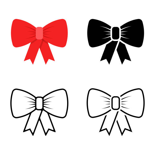 Ribbon Bow Icon Set Vector Design on White Background. Scalable to any size. Vector illustration file. hair bow stock illustrations