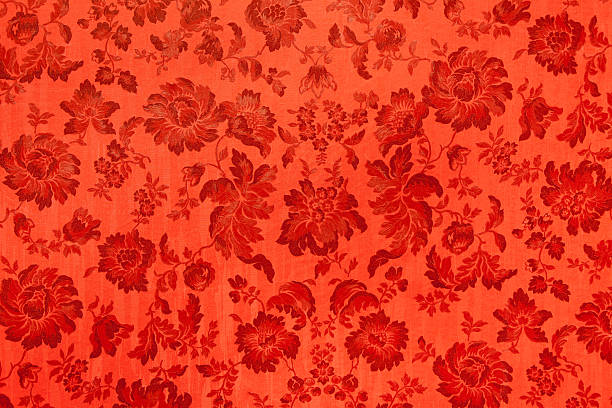 antigüedades de terciopelo rojo textura de flores pared - floral pattern retro revival old fashioned flower fotografías e imágenes de stock