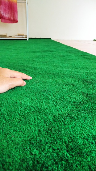 The green carpet is suitable for resting