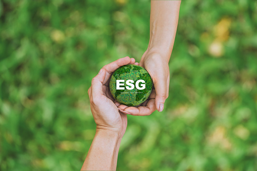 ESG concept ,Sustainable development goal (SDGs) Ideas for Sustainable development and green business based  Global communication network with Environment icon  Environmental technology