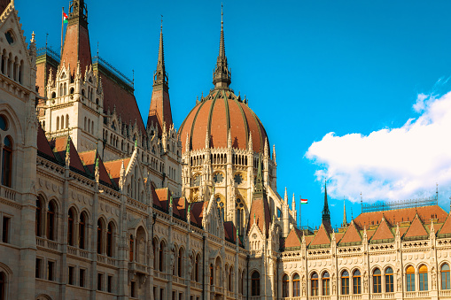 Budapest parliament building, one of the most beautiful parliament in the world with grandiose architecture its a popular city landmark and famous historical site