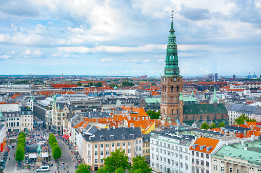 Copenhagen viewed from the Christiansborg Tower at evening