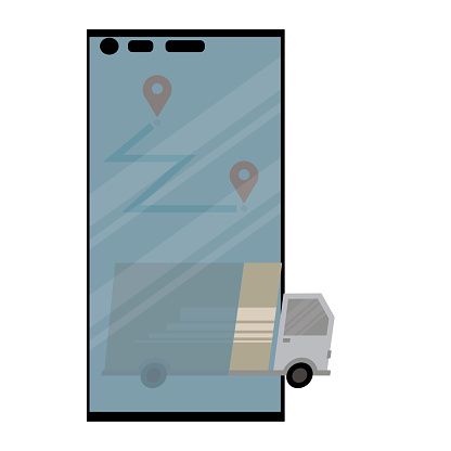 freight trucks deliver customer orders on time and quickly based on online maps
