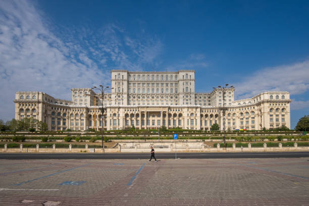 Parliament Palace in Bucharest Bucharest, Romania - September 07, 2023: Panoramic view of the Parliament Palace in the urban center of the city parliament palace in bucharest romania the largest building in europe stock pictures, royalty-free photos & images