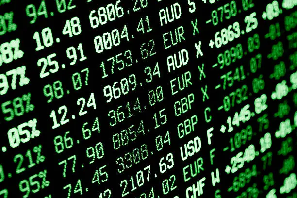 Photo of stock market screen numbers - finance + currency data