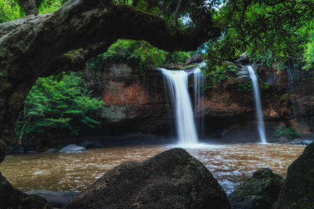 Nam Tok Haew Suwat or Haew Suwat Waterfall. Nam Tok Haew Suwat or Haew Suwat Waterfall It is considered one of the most beautiful waterfalls in Thailand. Located in Khao Yai National Park. which is a natural World Heritage Site. Korat stock pictures, royalty-free photos & images