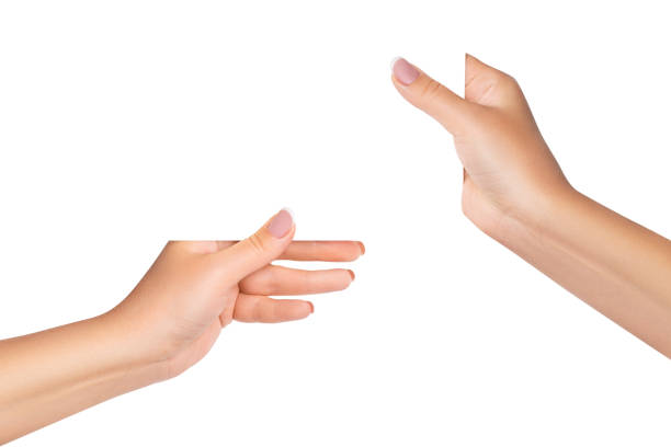 istock Two female hands hold a white sheet. on isolated transparent background 1684760071