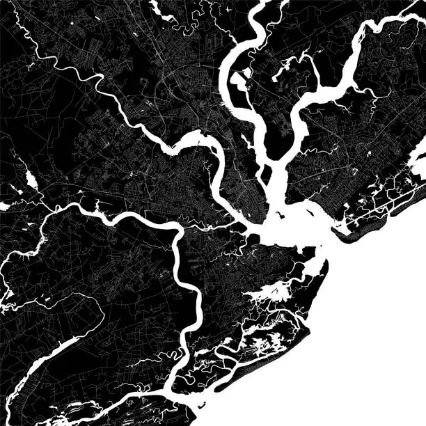 Vector illustration of Charleston, South Carolina, USA Vector Map