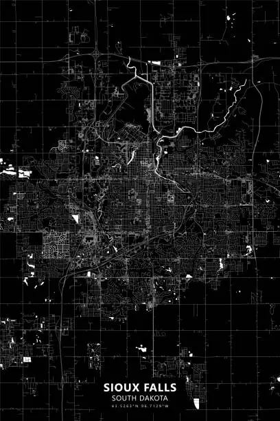 Vector illustration of Sioux Falls, South Dakota, USA Vector Map