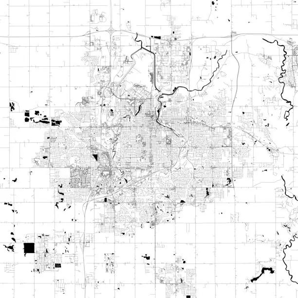 Vector illustration of Sioux Falls, South Dakota, USA Vector Map